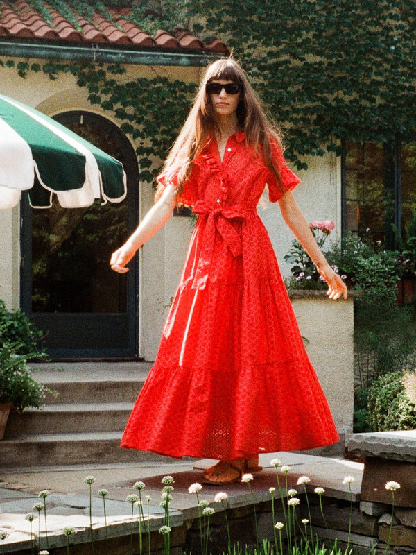 Victoria Dress in Scarlet Eyelet — view 18
