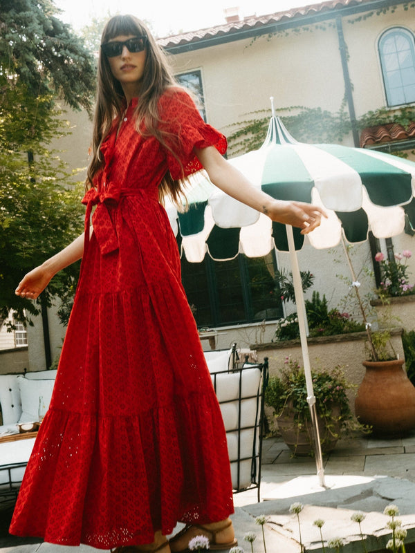 Victoria Dress in Scarlet Eyelet — view 17