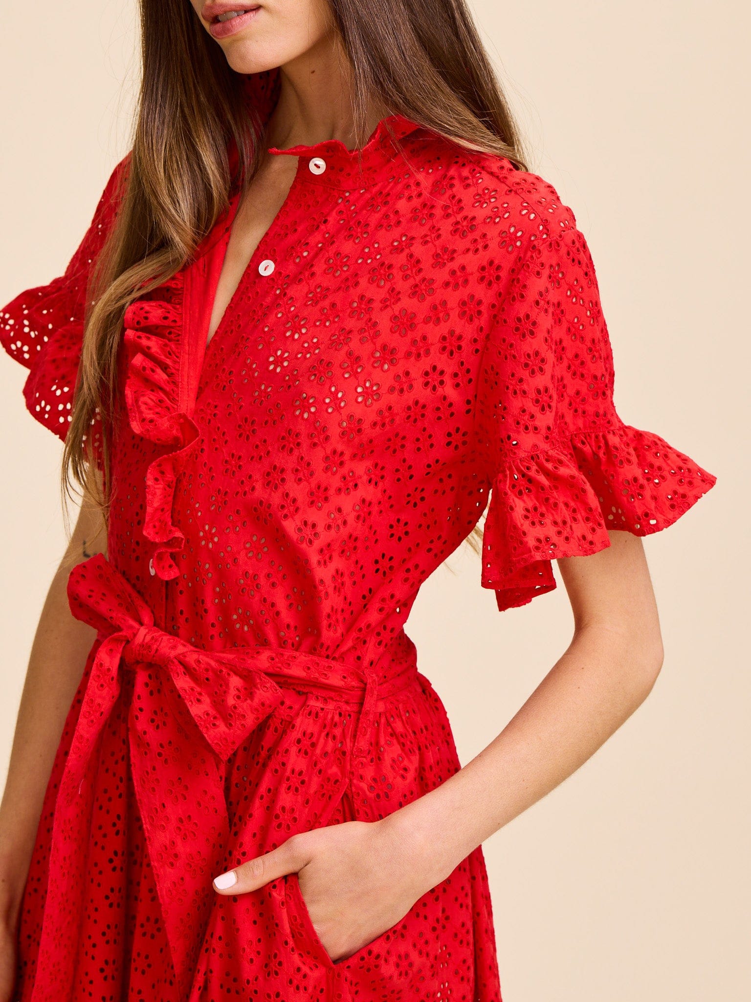 MILLE Clothing Victoria Dress in Scarlet Eyelet