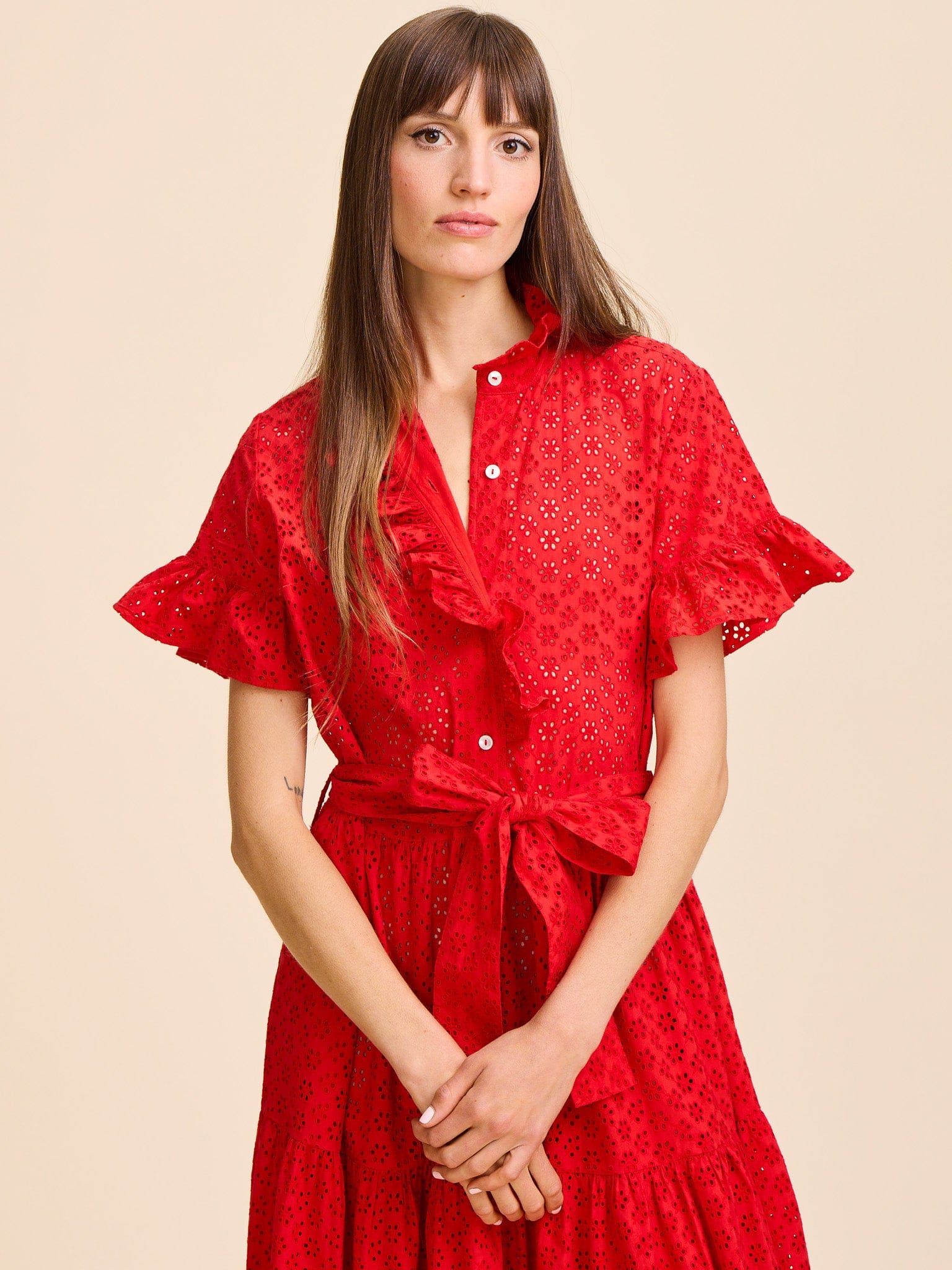 MILLE Clothing Victoria Dress in Scarlet Eyelet