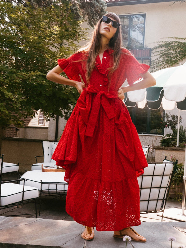 Victoria Dress in Scarlet Eyelet — view 19