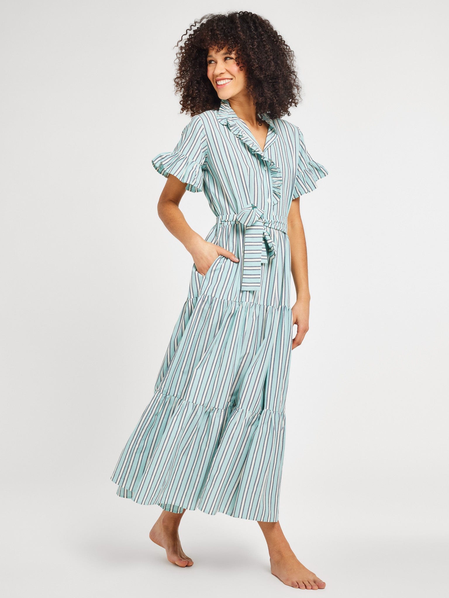 MILLE Clothing Victoria Dress in Seaglass Stripe