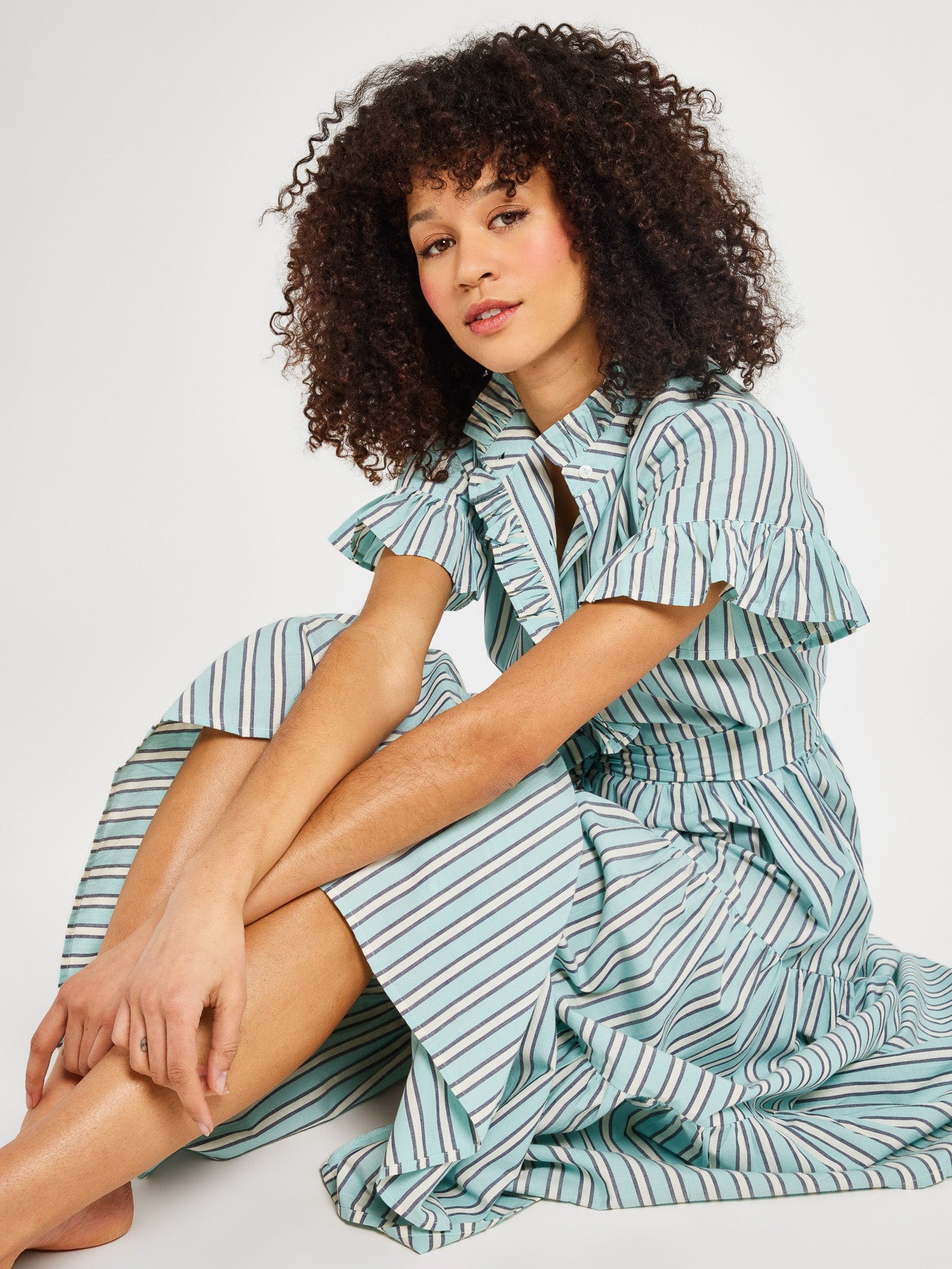 MILLE Clothing Victoria Dress in Seaglass Stripe