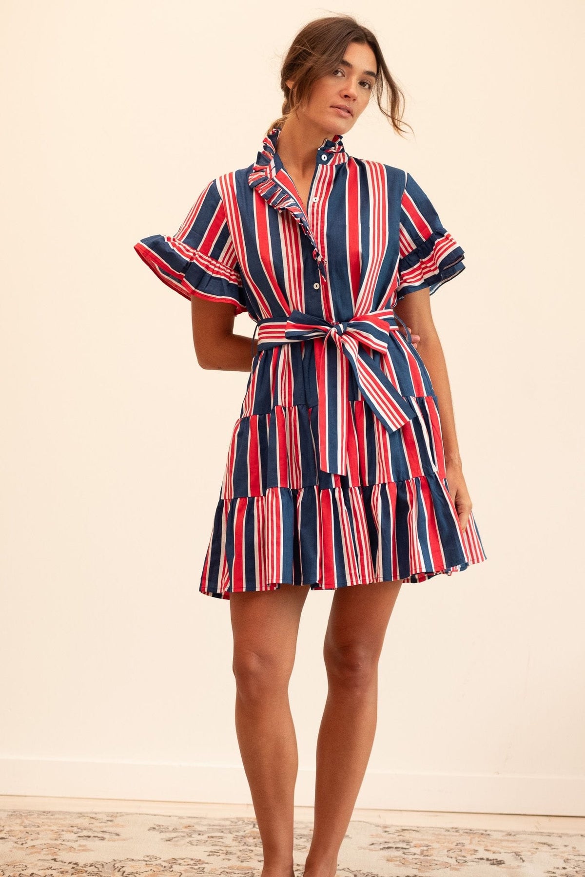 Violetta Dress in Sailing Stripe — The silhouette