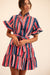 MILLE Violetta Dress in Sailing Stripe – mini tiered belted dress, front view