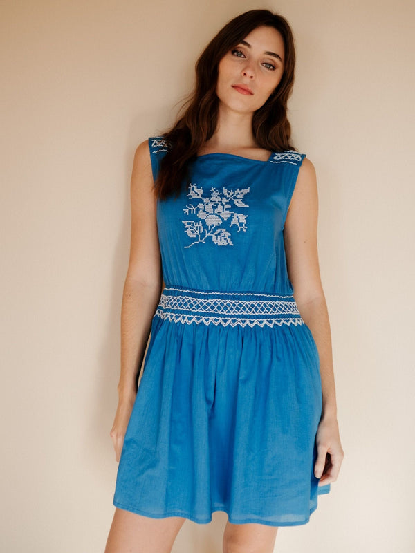 Vivi Dress in Cerulean Embroidery — view 4