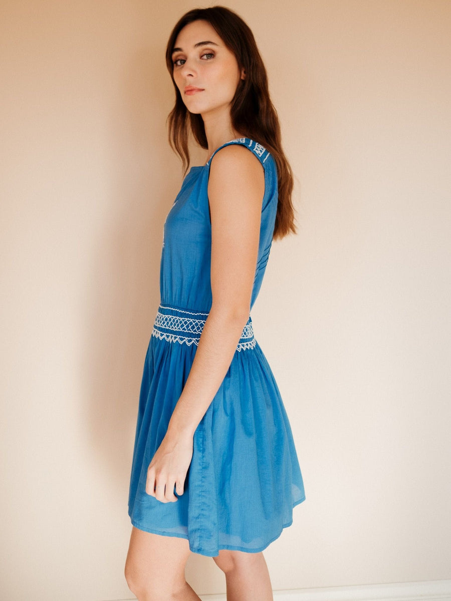 Vivi Dress in Cerulean Embroidery — alternate view