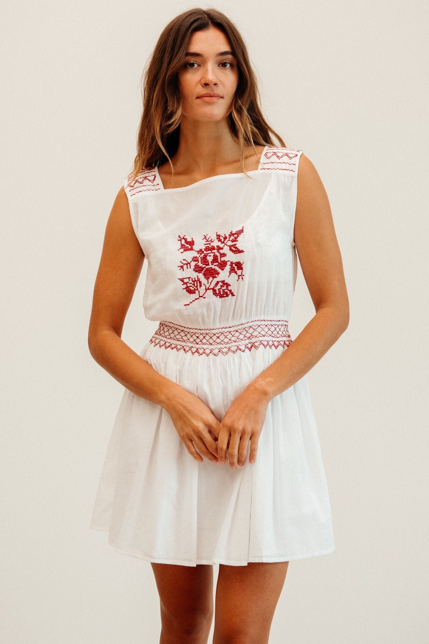 MILLE Clothing Vivi Dress in Rose Cross Stitch