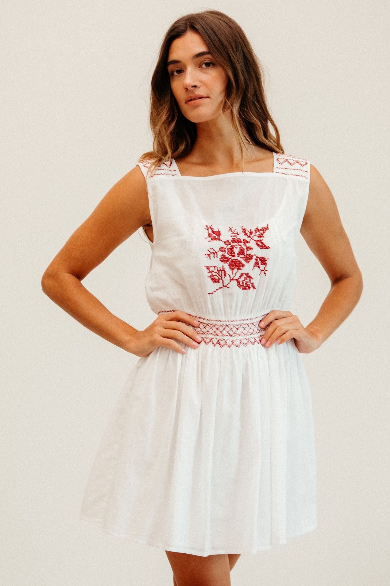 MILLE Clothing Vivi Dress in Rose Cross Stitch