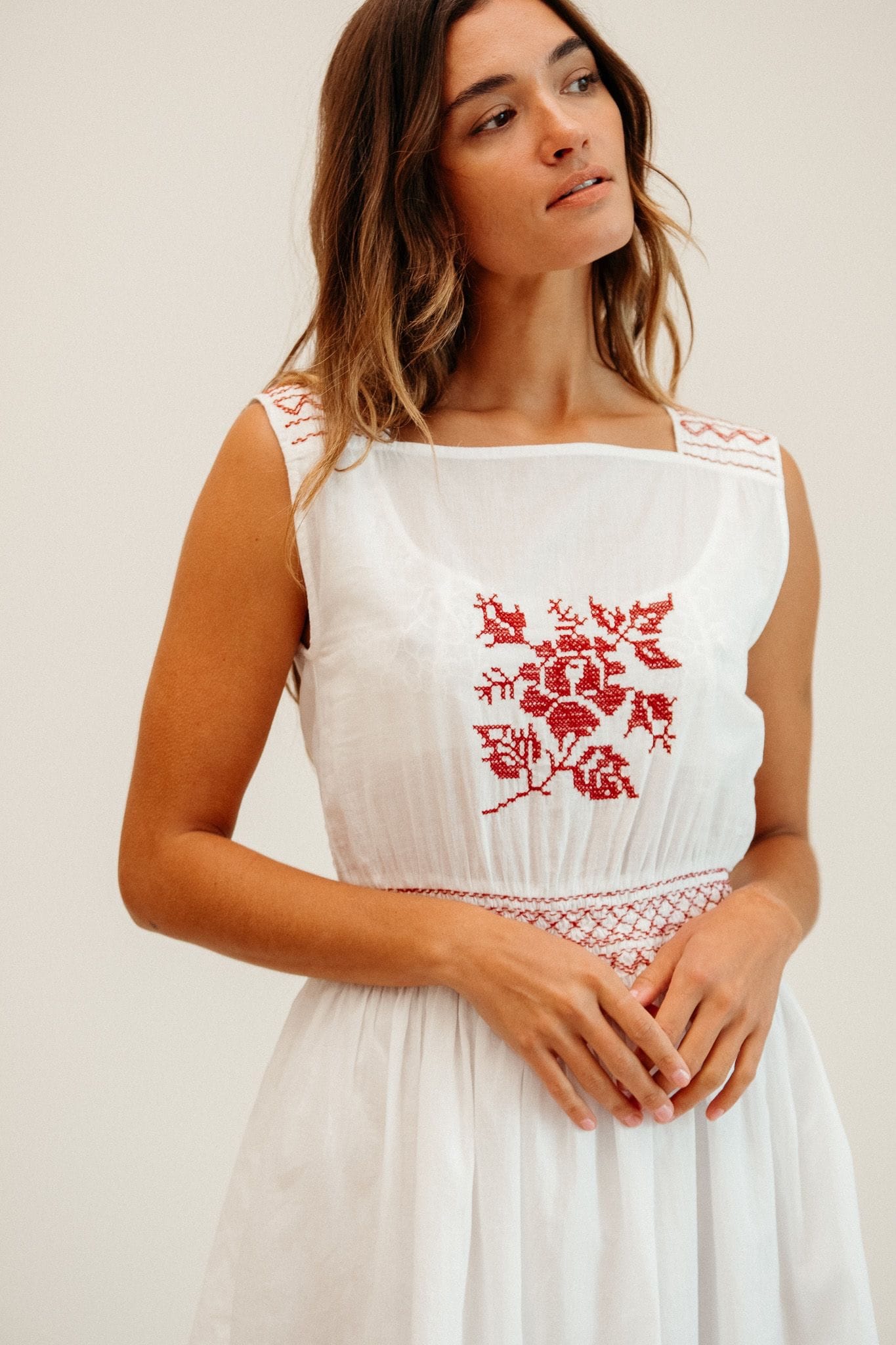 MILLE Clothing Vivi Dress in Rose Cross Stitch