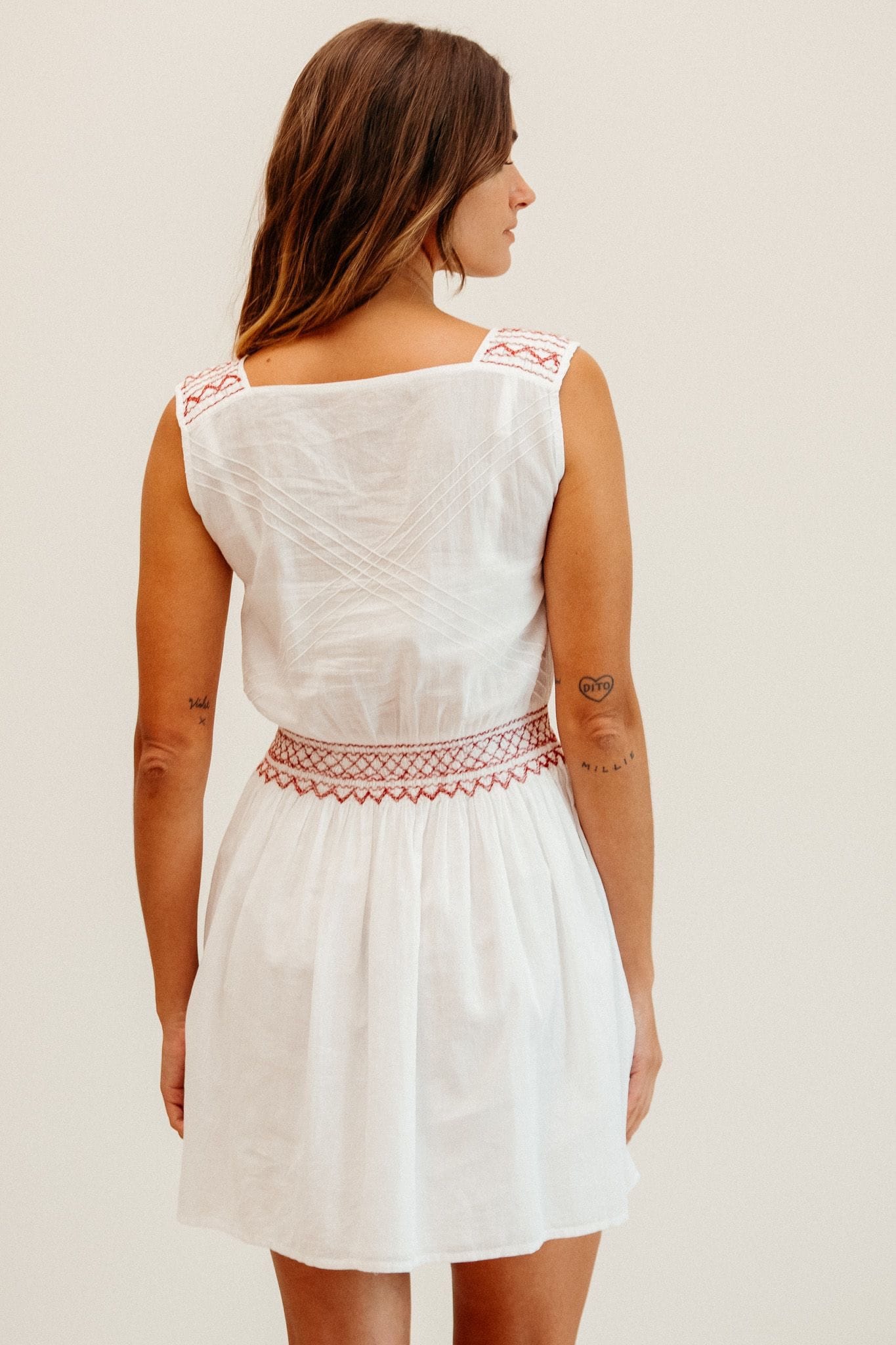 MILLE Clothing Vivi Dress in Rose Cross Stitch