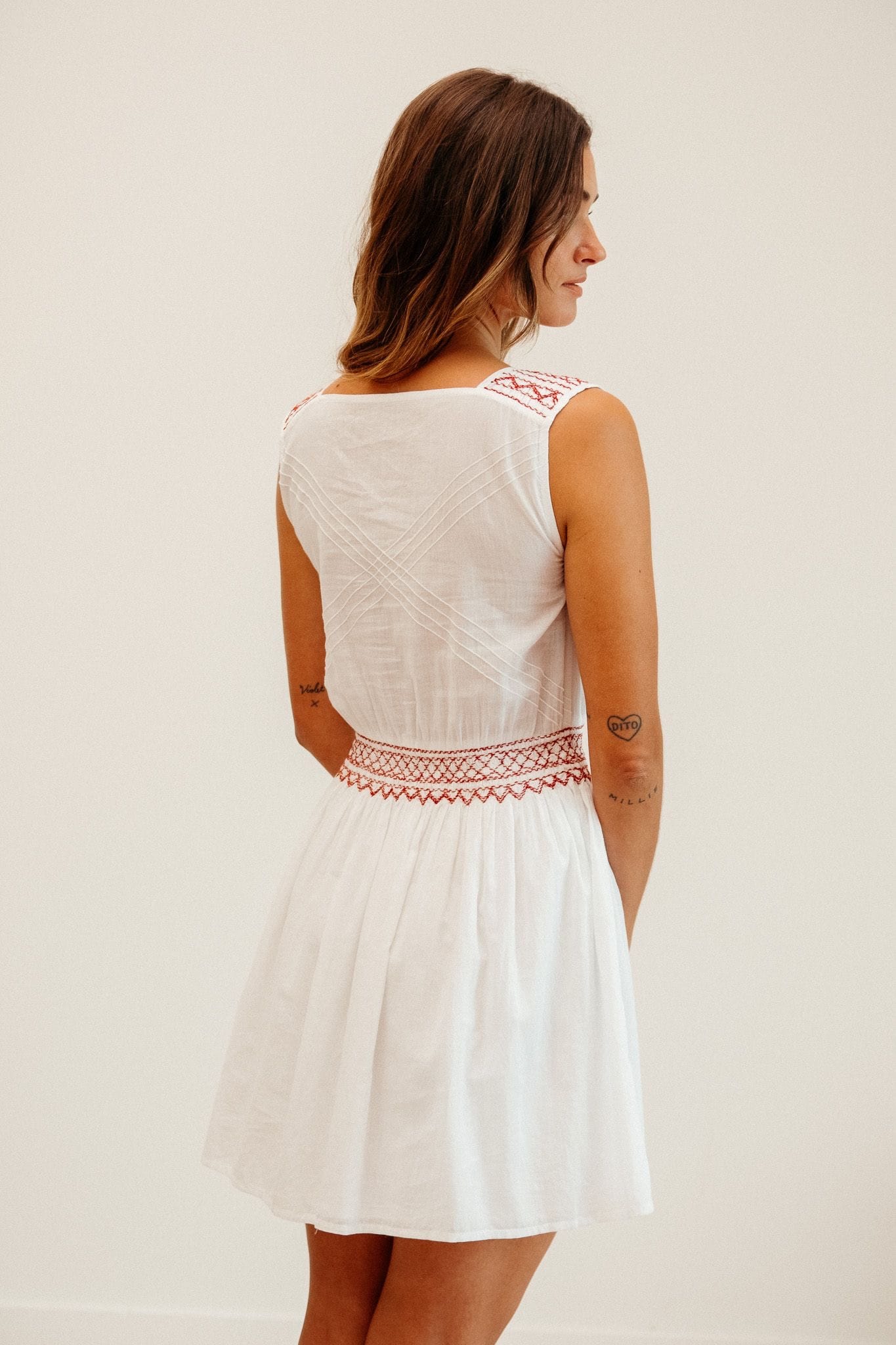 MILLE Clothing Vivi Dress in Rose Cross Stitch