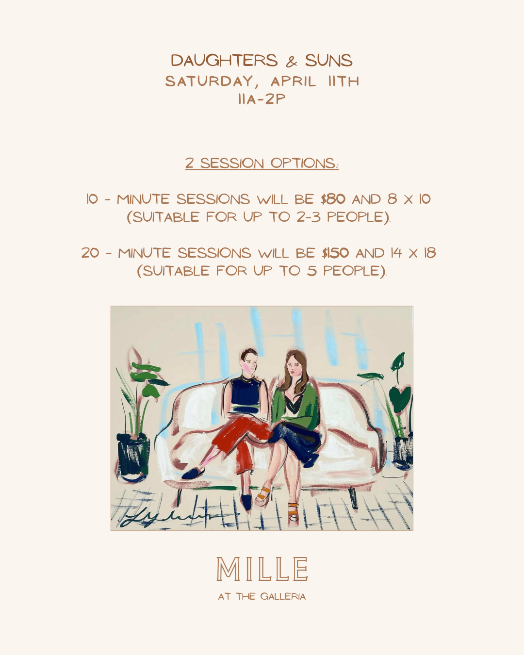MILLE DAUGHTERS AND SUNS PORTRAIT SESSIONS - APRIL 11TH