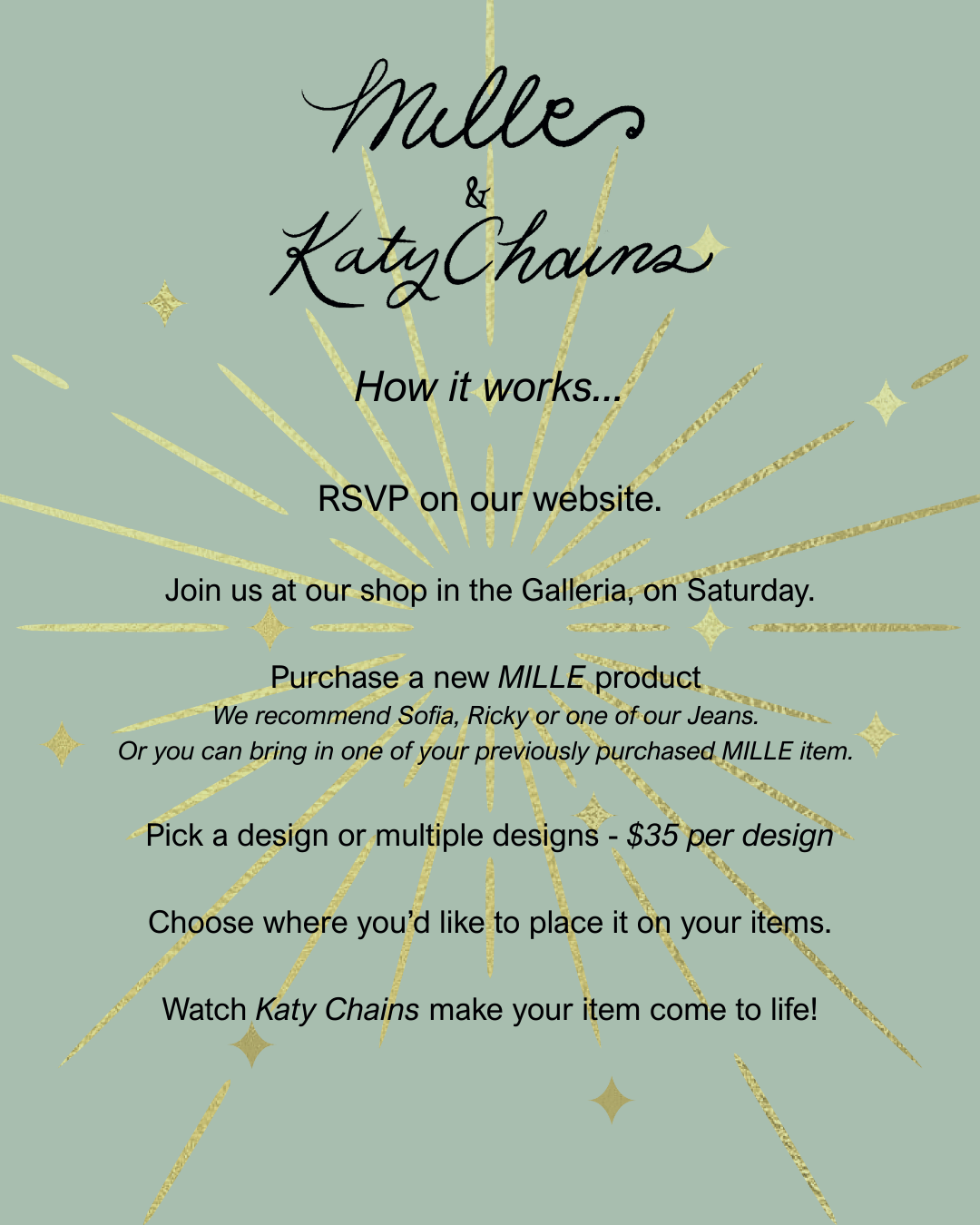 MILLE KATY CHAINS CHAINSTITCHING JAN 31st