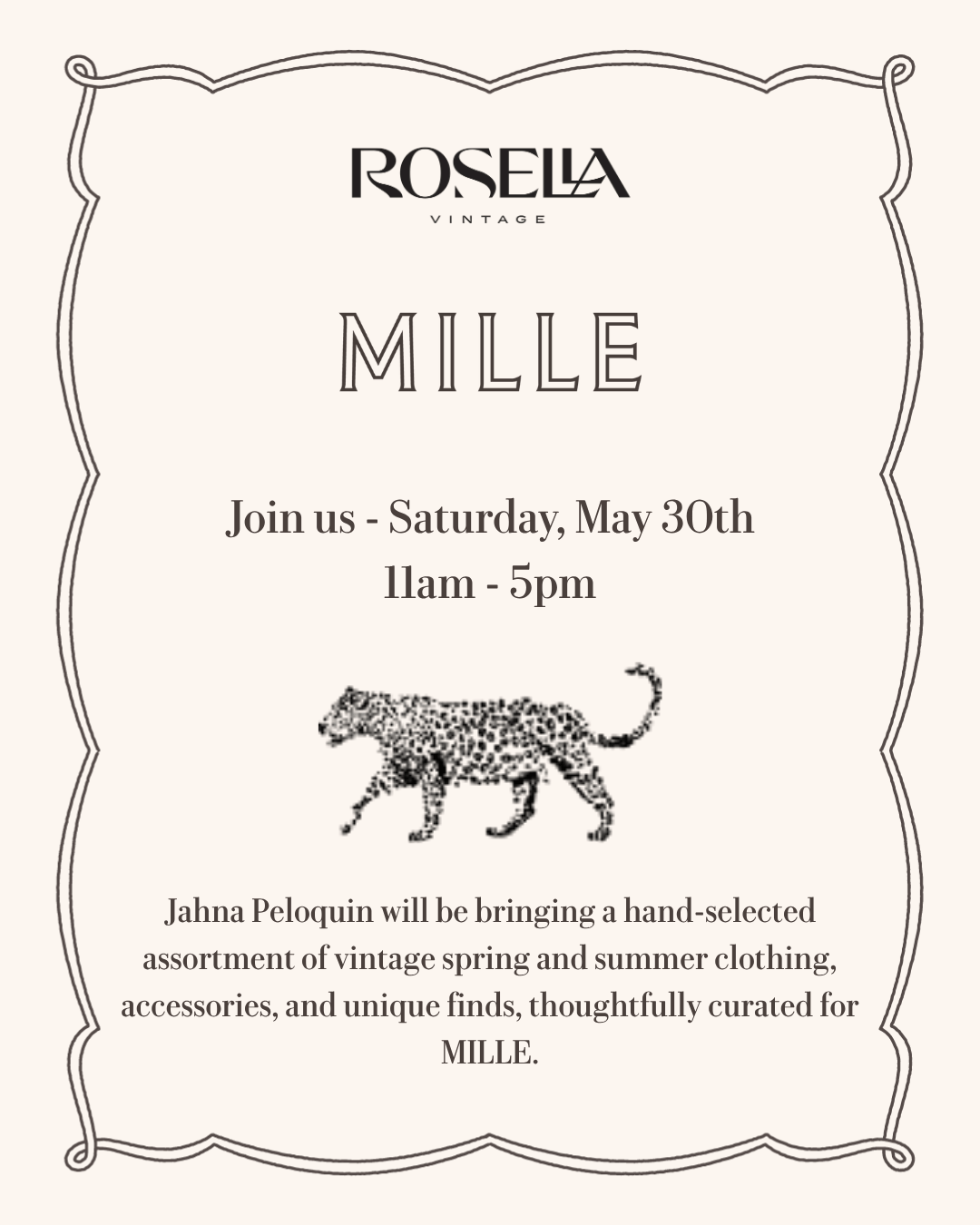 MILLE MAY 30th ROSELLA VINTAGE POPUP - MAY 30TH
