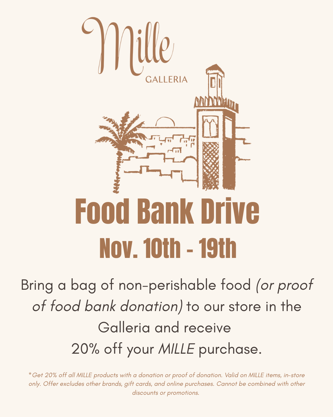 MILLE MILLE FOOD BANK DRIVE - NOVEMBER