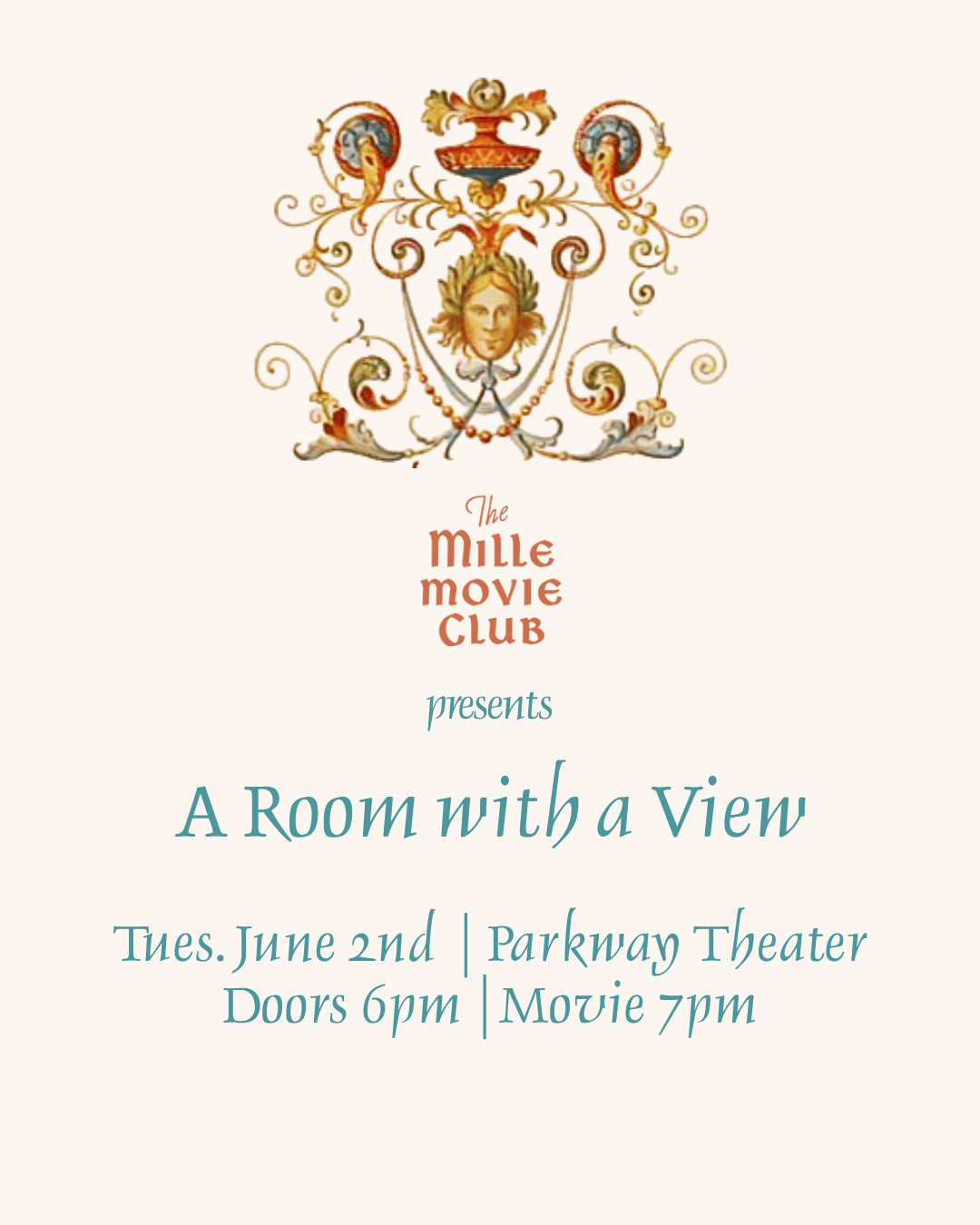 MILLE MILLE MOVIE CLUB - A ROOM WITH A VIEW - JUNE 2ND