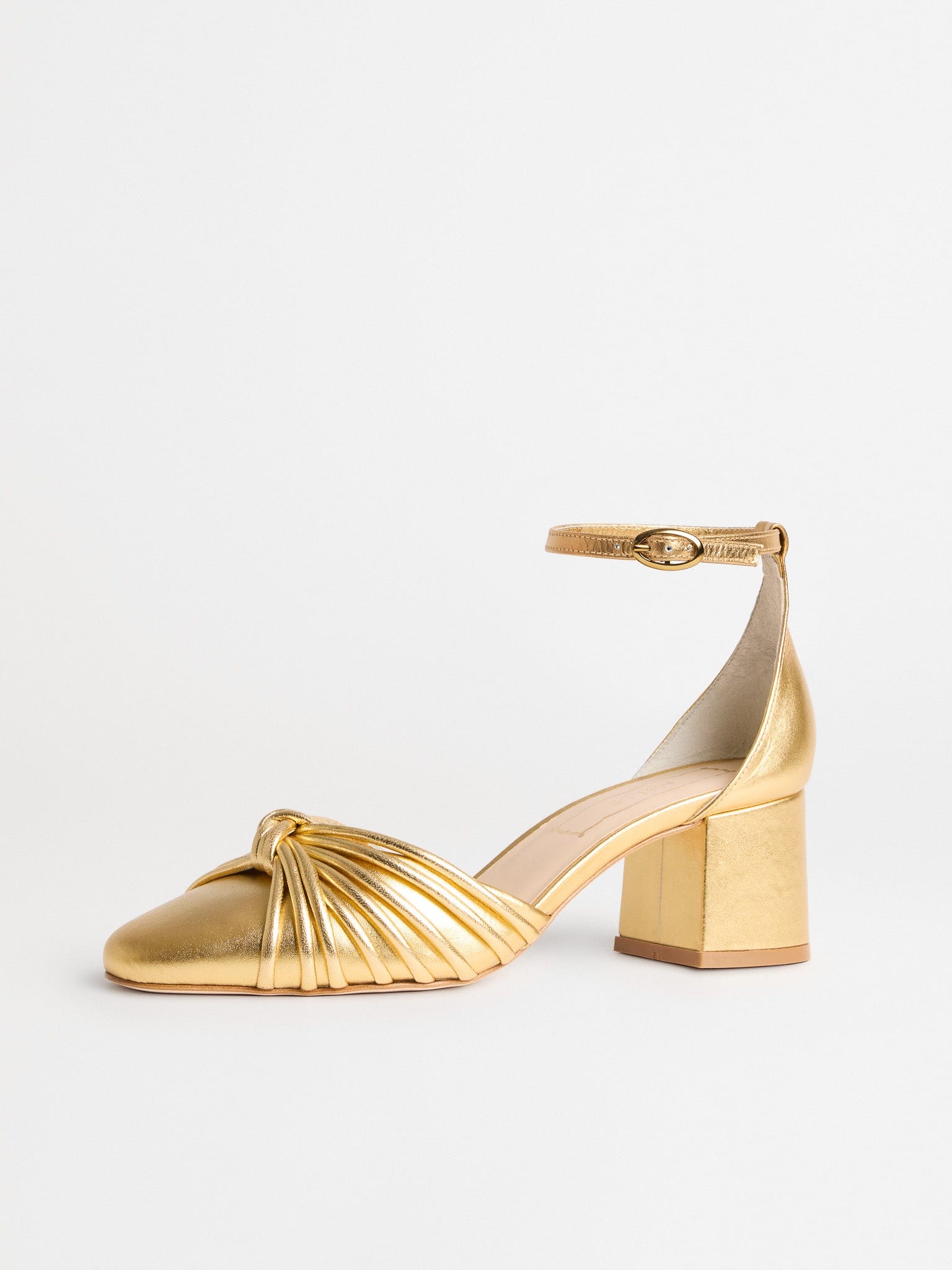 MILLE Shoes Zelda Block Heel in Gold