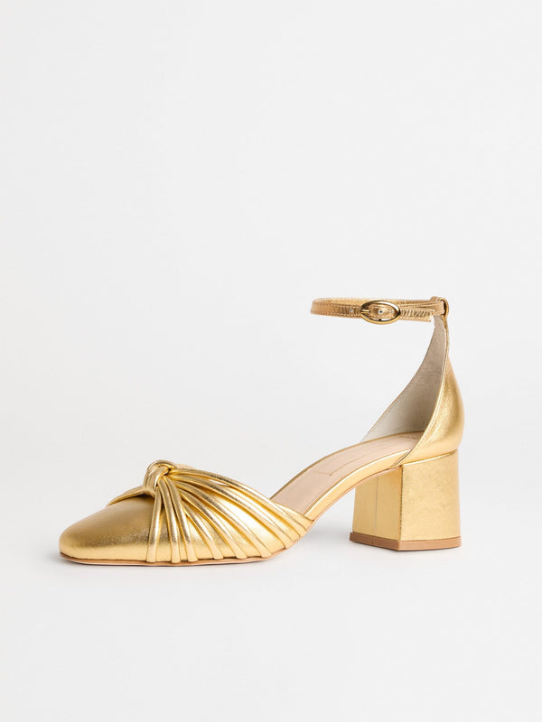 Zelda Block Heel in Gold — view 1