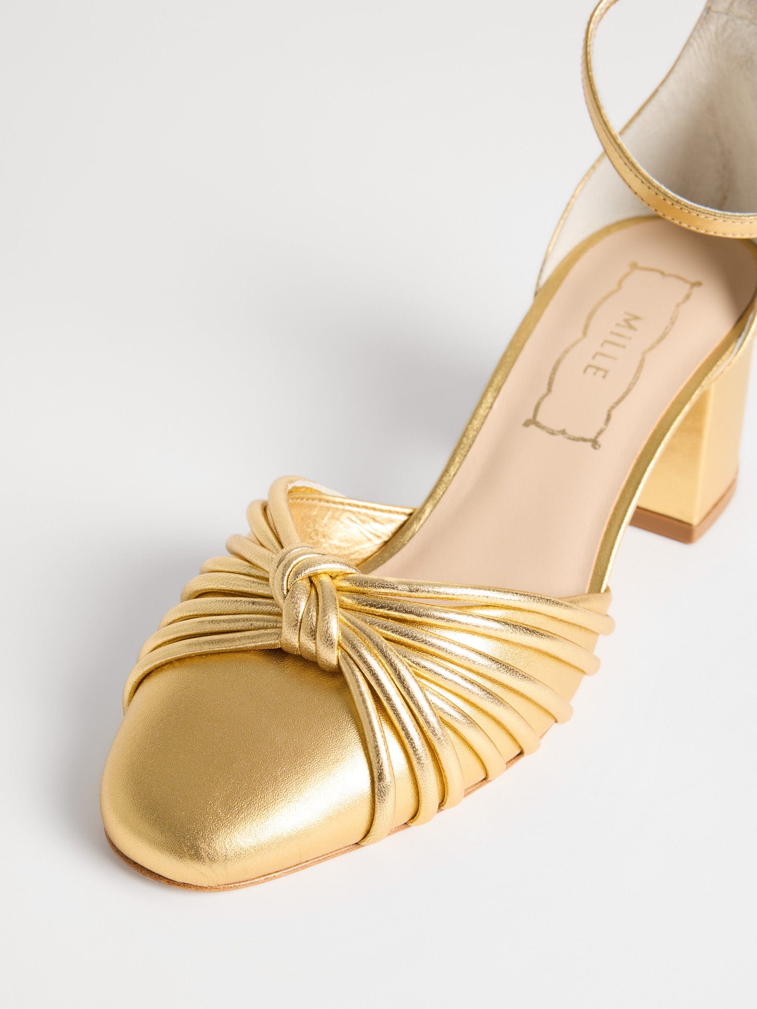 MILLE Shoes Zelda Block Heel in Gold