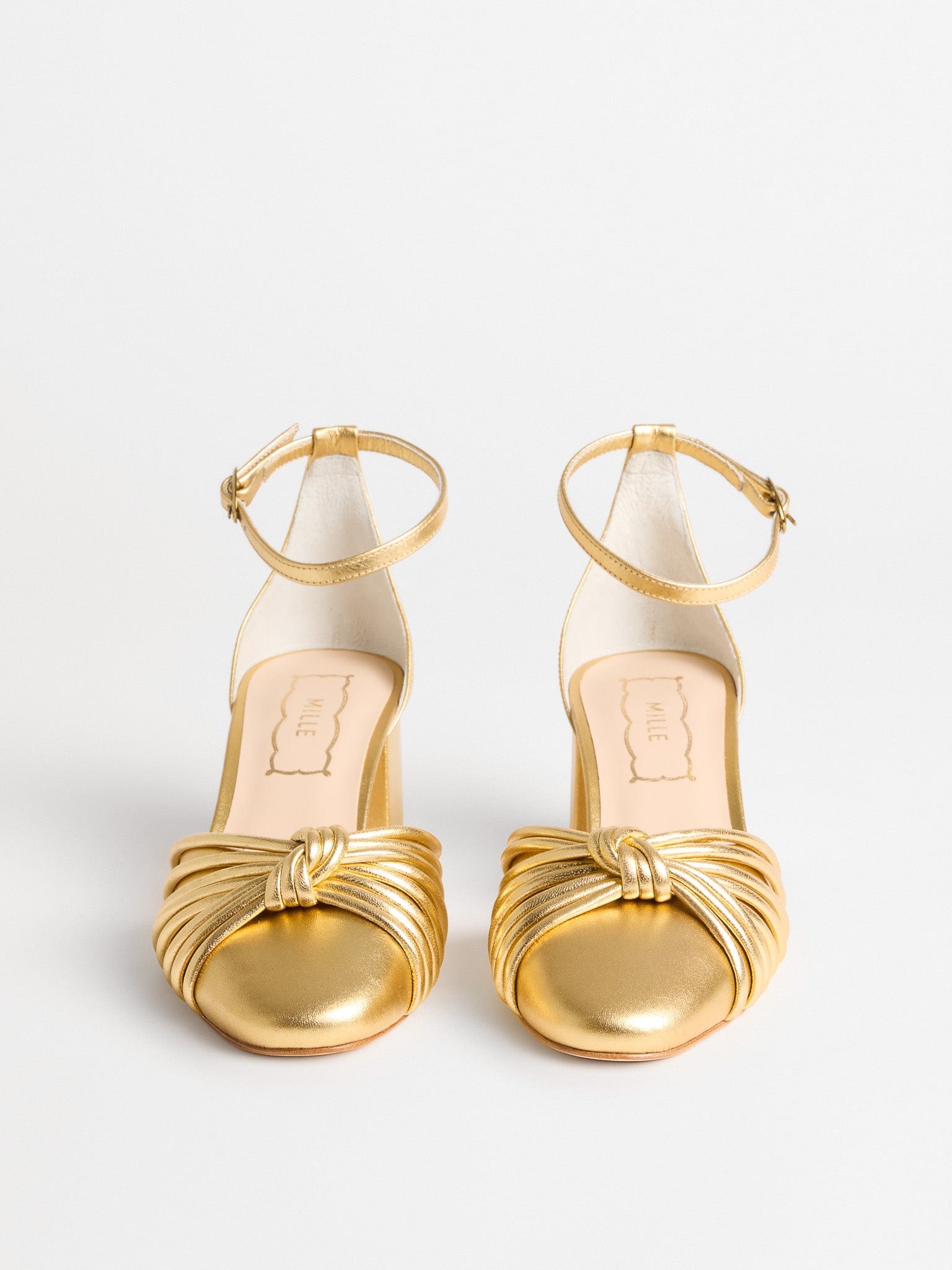 MILLE Shoes Zelda Block Heel in Gold