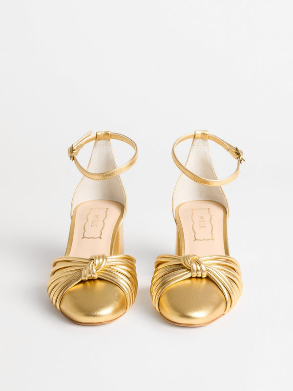 Zelda Block Heel in Gold — view 2