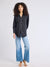 MILLE Sofia Top in Black – oversized cotton button-down, front view