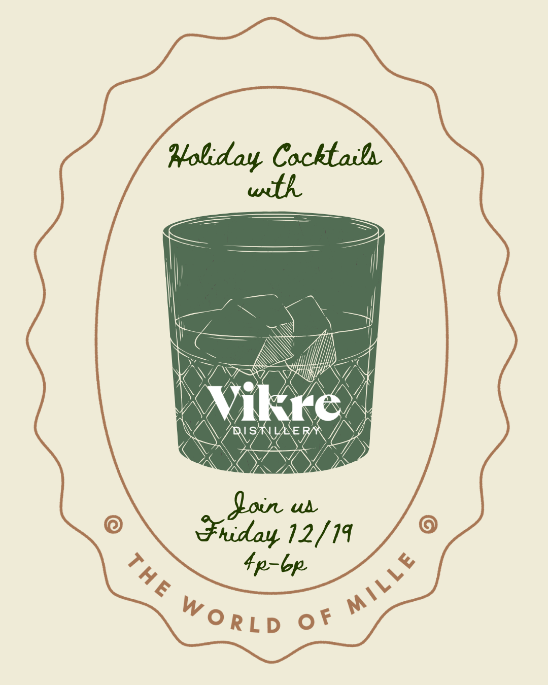 MILLE SOLSTICE EVENT - VIKRE DISTILLERY NUTCRACKER COCKTAILS - DEC 19th