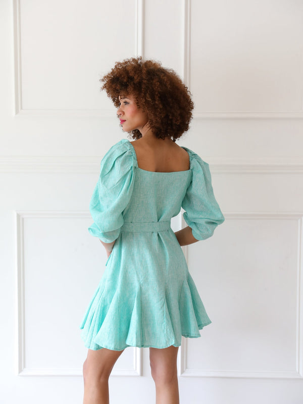 Anais Dress in Green Stripe — view 6