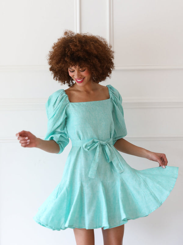 Anais Dress in Green Stripe — view 5