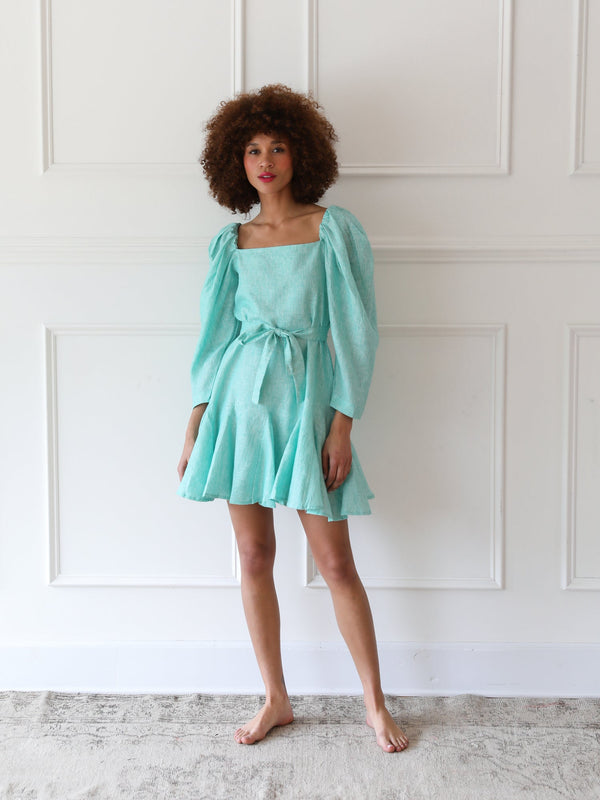 Anais Dress in Green Stripe — view 7