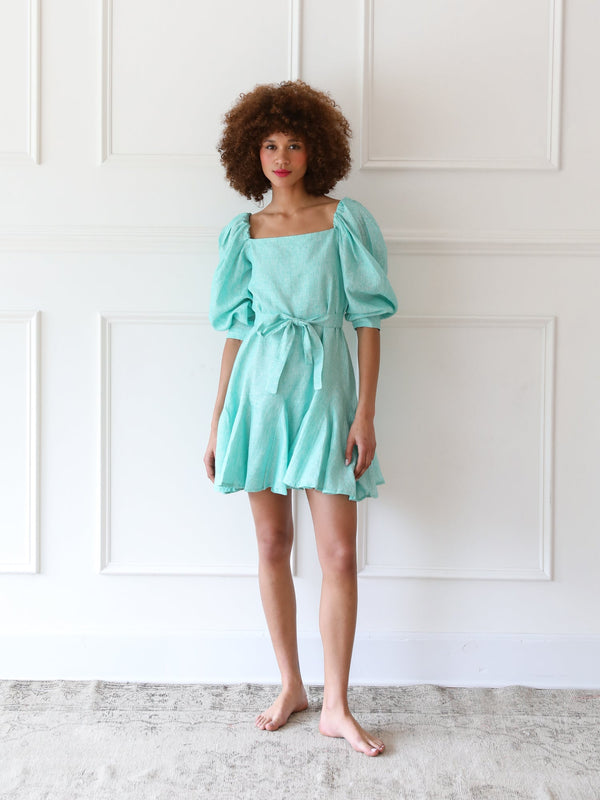 Anais Dress in Green Stripe — view 3
