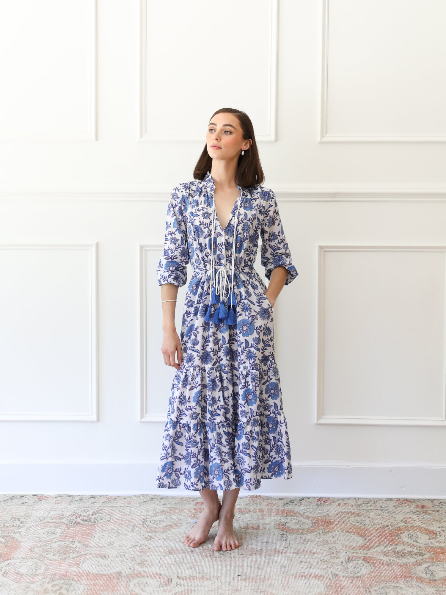 MILLE Clothing Astrid Dress in Blue Floral