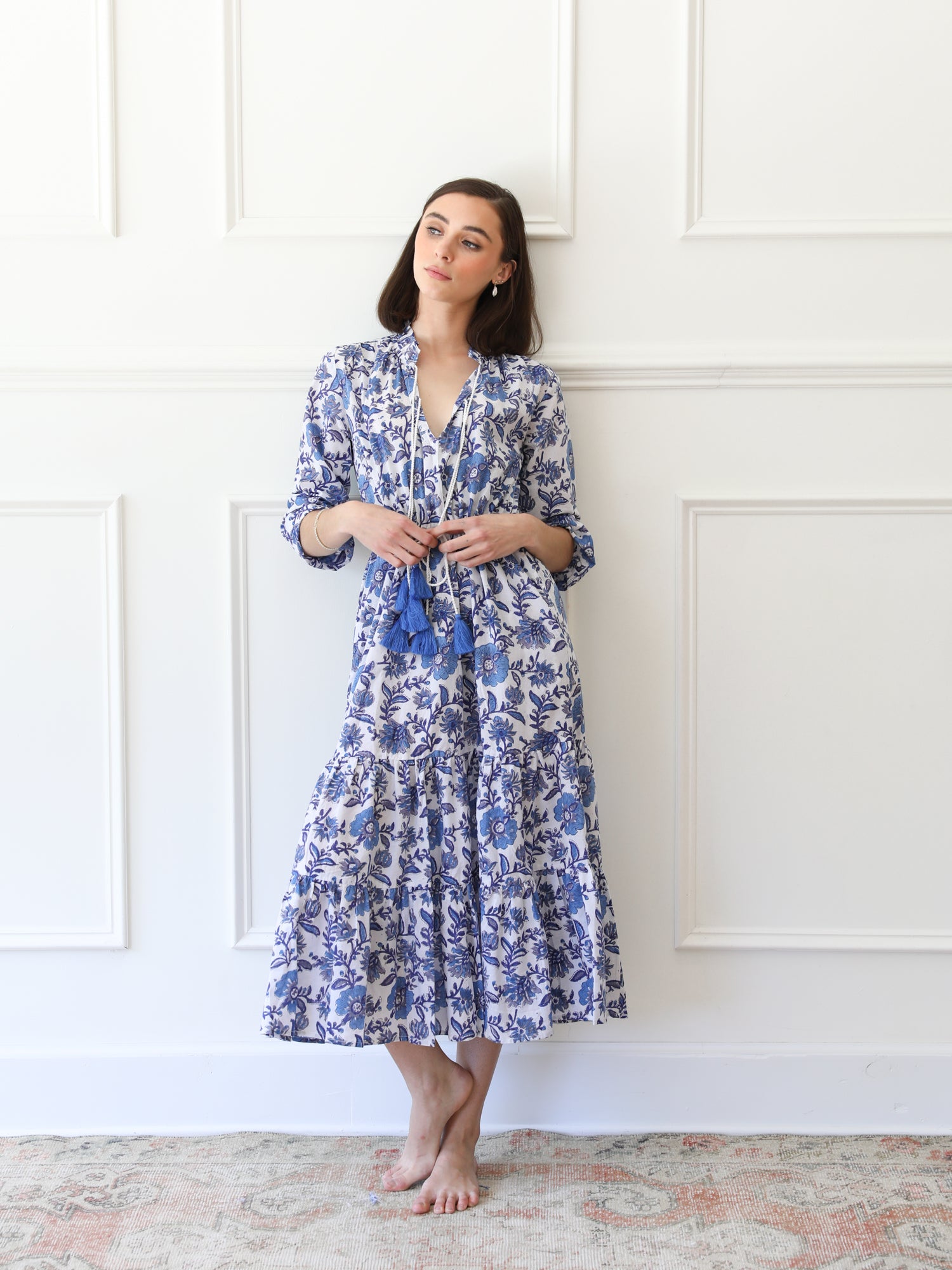 MILLE Clothing Astrid Dress in Blue Floral