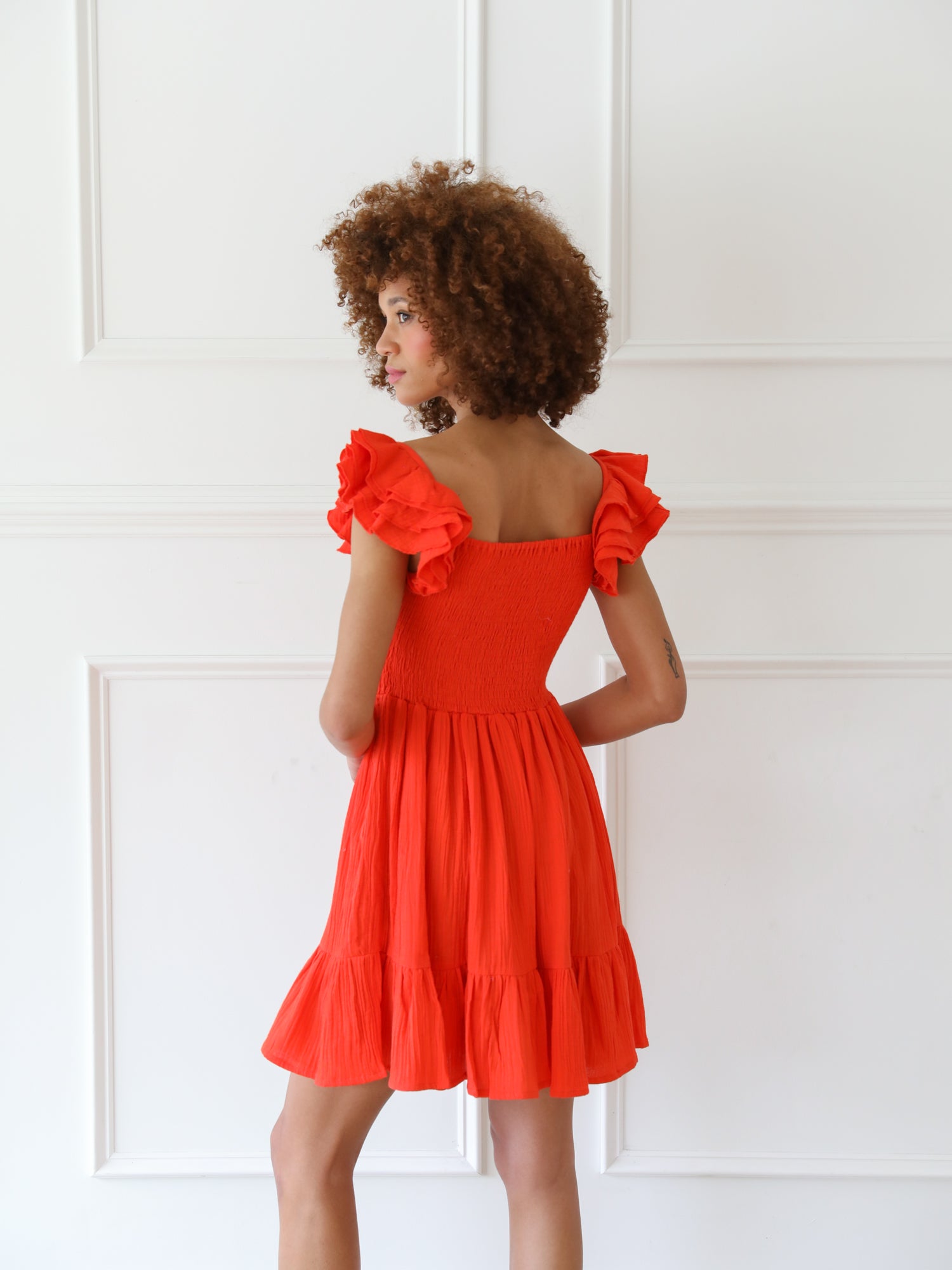 Bea Dress in Poppy Double Gauze