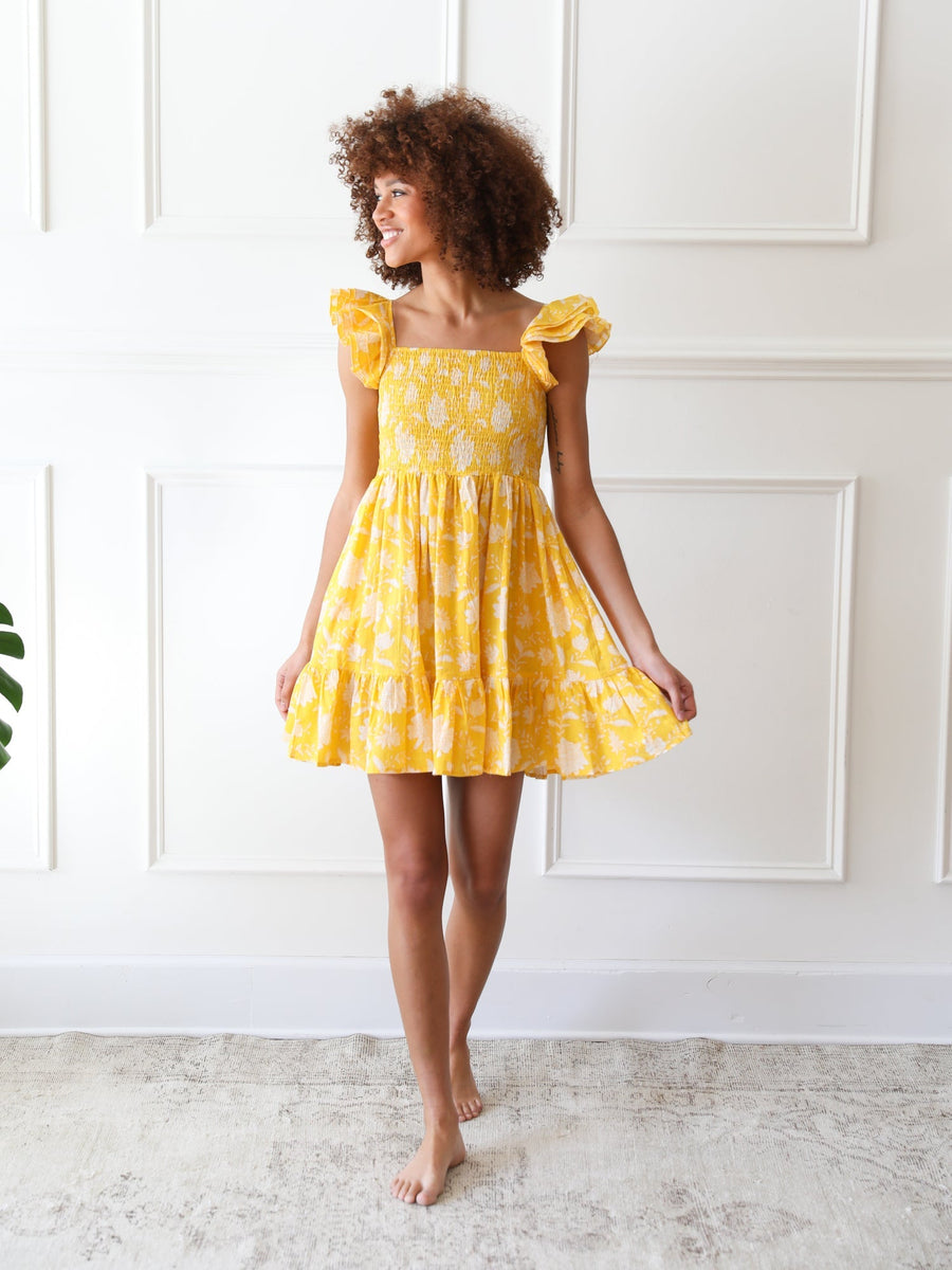 Bea Dress in Yellow Zinnia