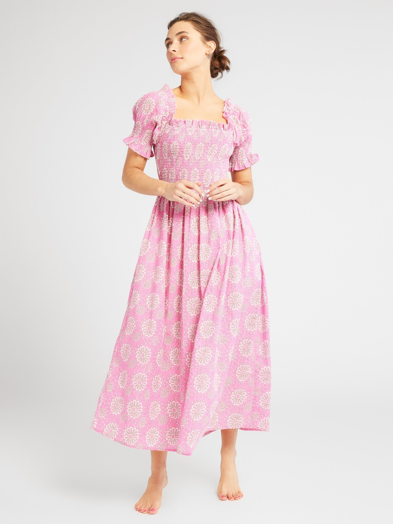 MILLE Clothing Cate Dress in Pink Daisy