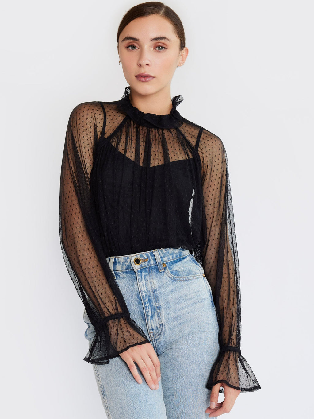 Chantal Top in Black Tulle – MILLE