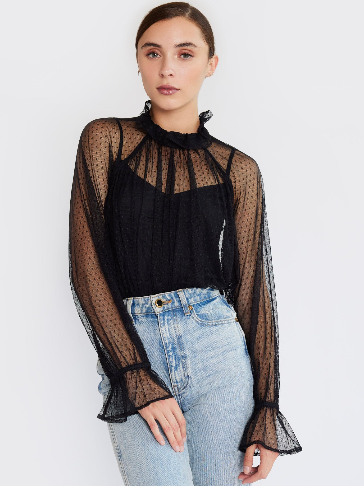 Chantal Top in Black Tulle – MILLE