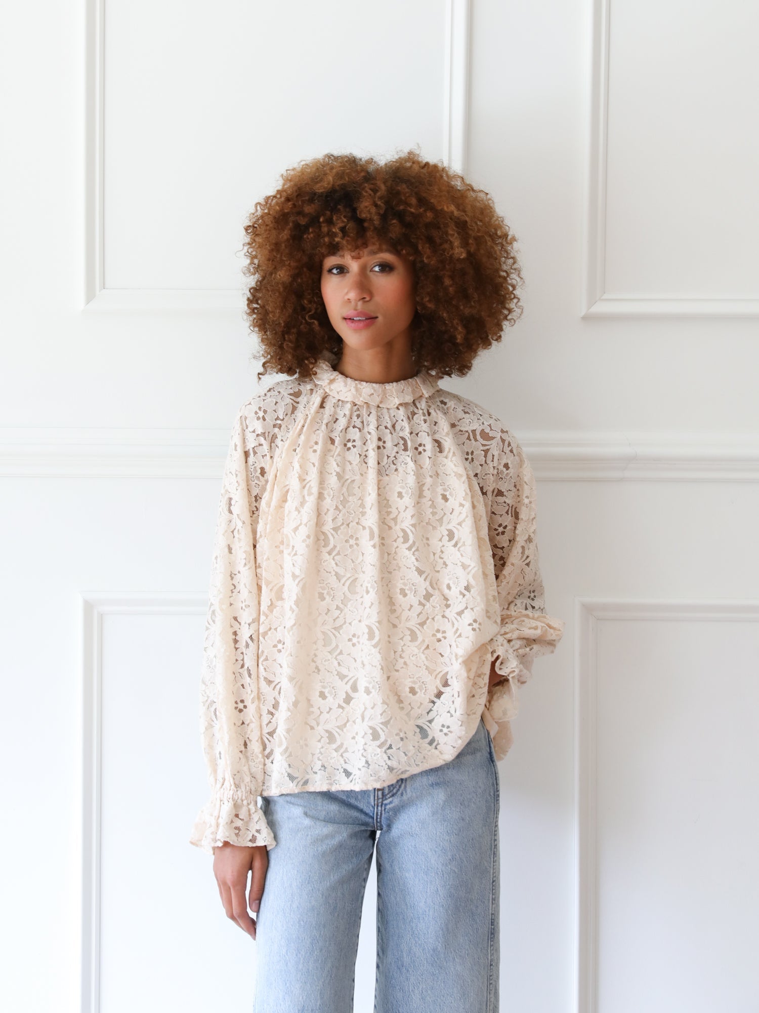 MILLE Clothing Chantal Top in Vanilla Lace