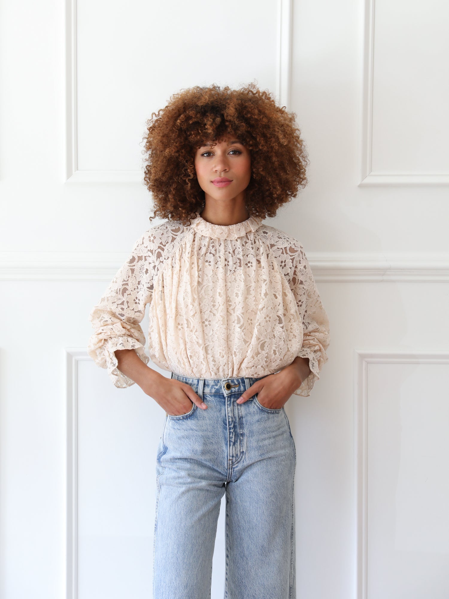 MILLE Clothing Chantal Top in Vanilla Lace