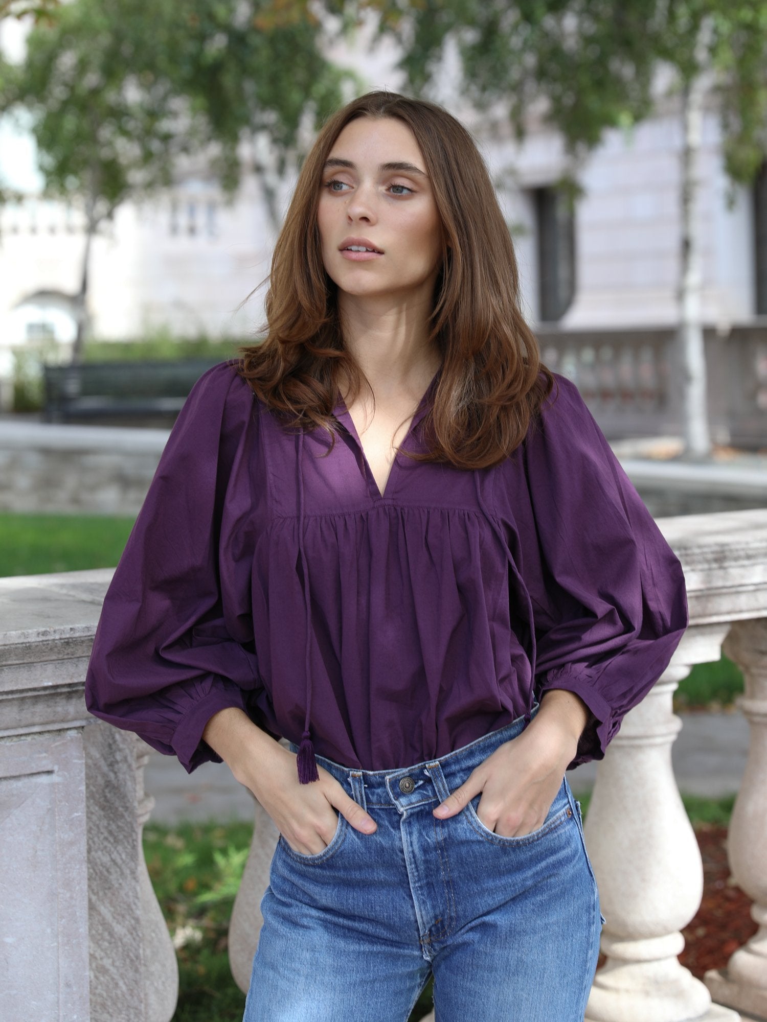 MILLE Clothing Charlie Top in Plum Organic Cotton