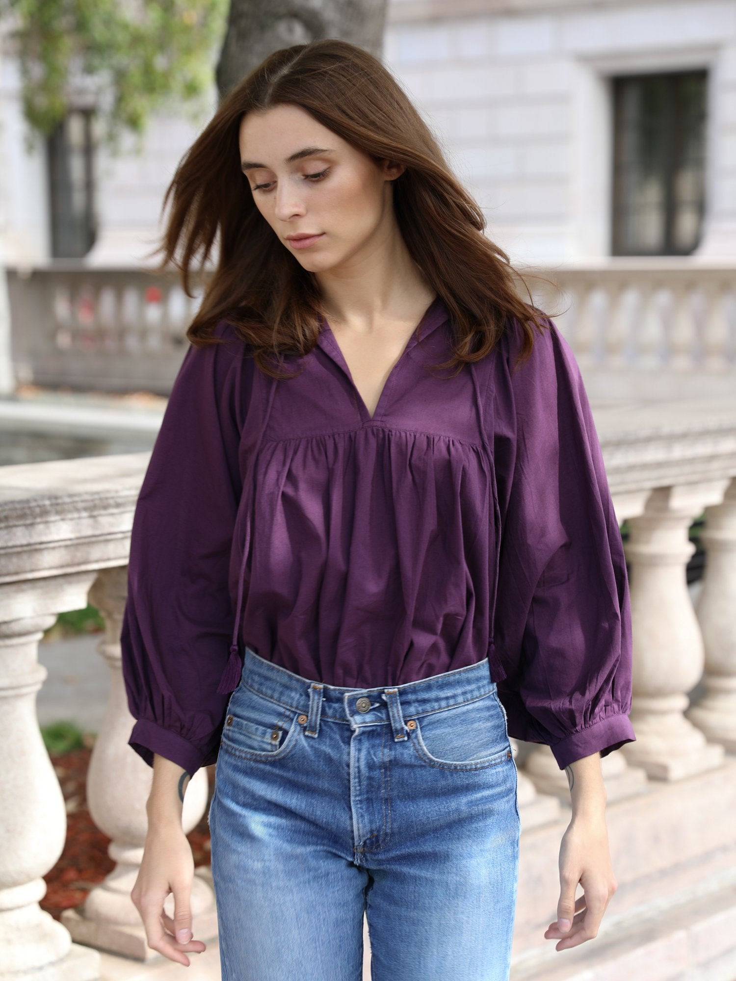 MILLE Clothing Charlie Top in Plum Organic Cotton