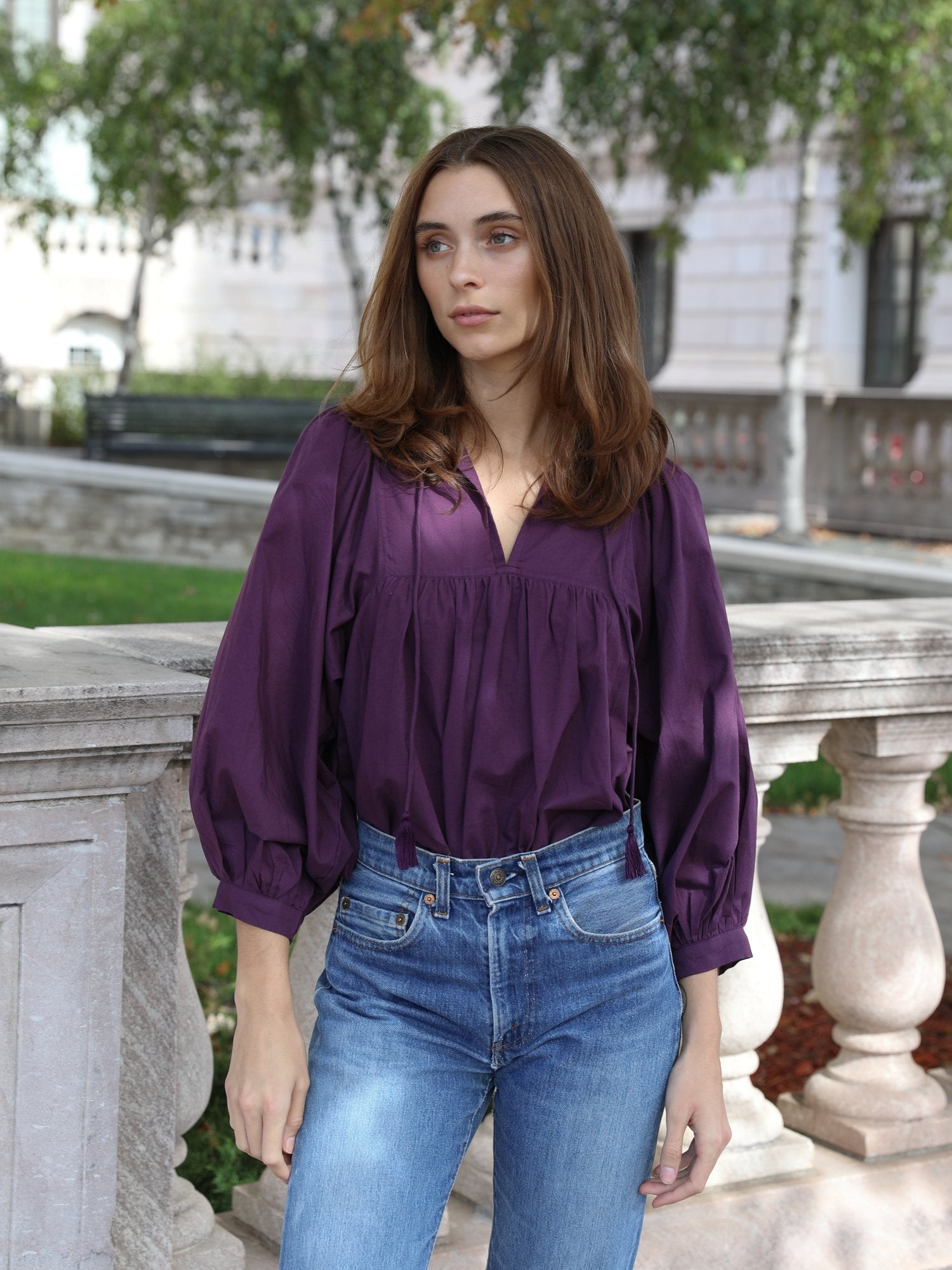 MILLE Clothing Charlie Top in Plum Organic Cotton