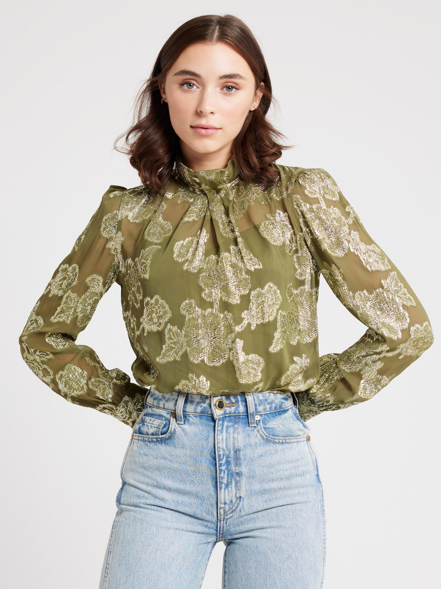 MILLE Clothing Charlotte Top in Gold Leaf