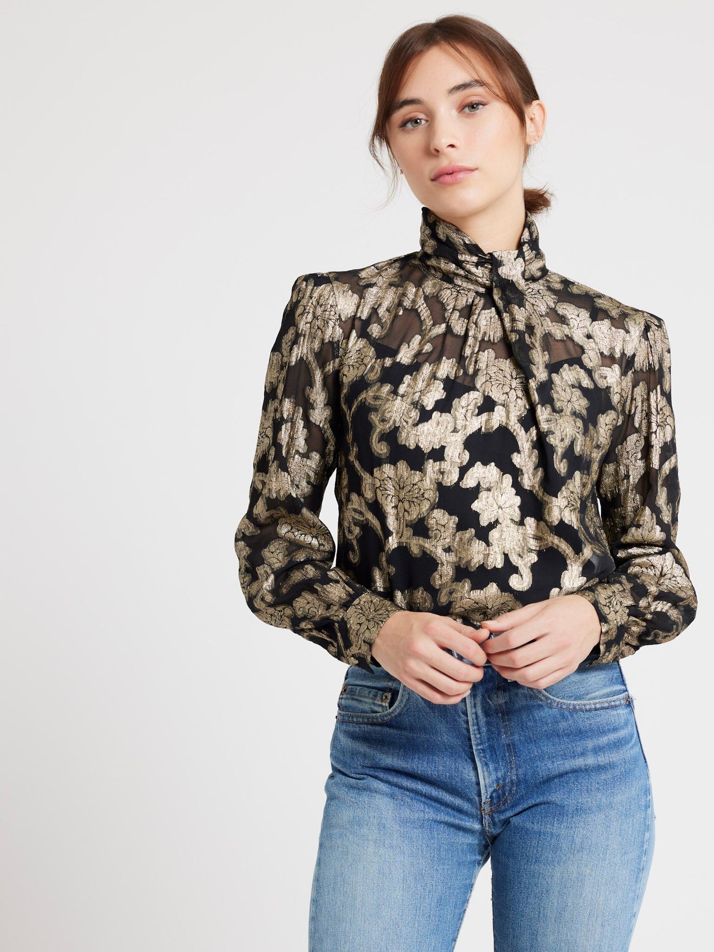 MILLE Clothing Charlotte Top in Metallic Jacquard