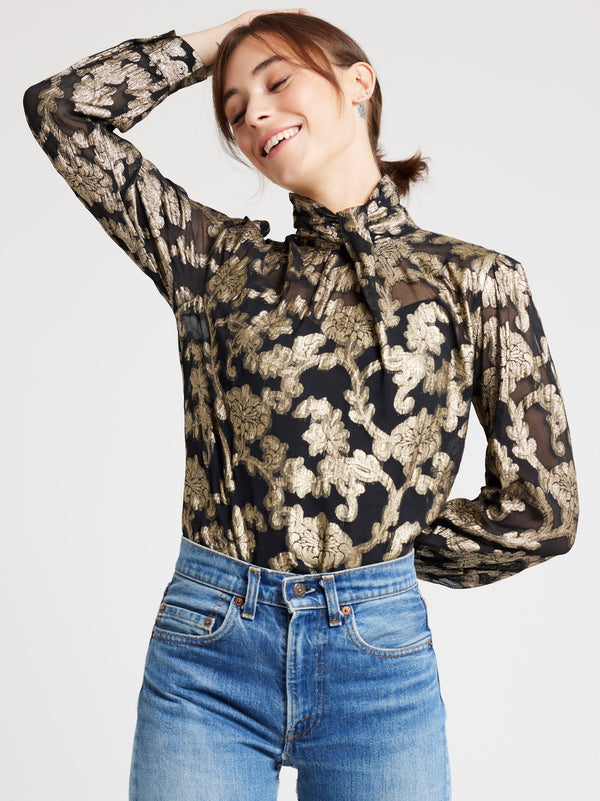 Charlotte Top in Metallic Jacquard — view 4