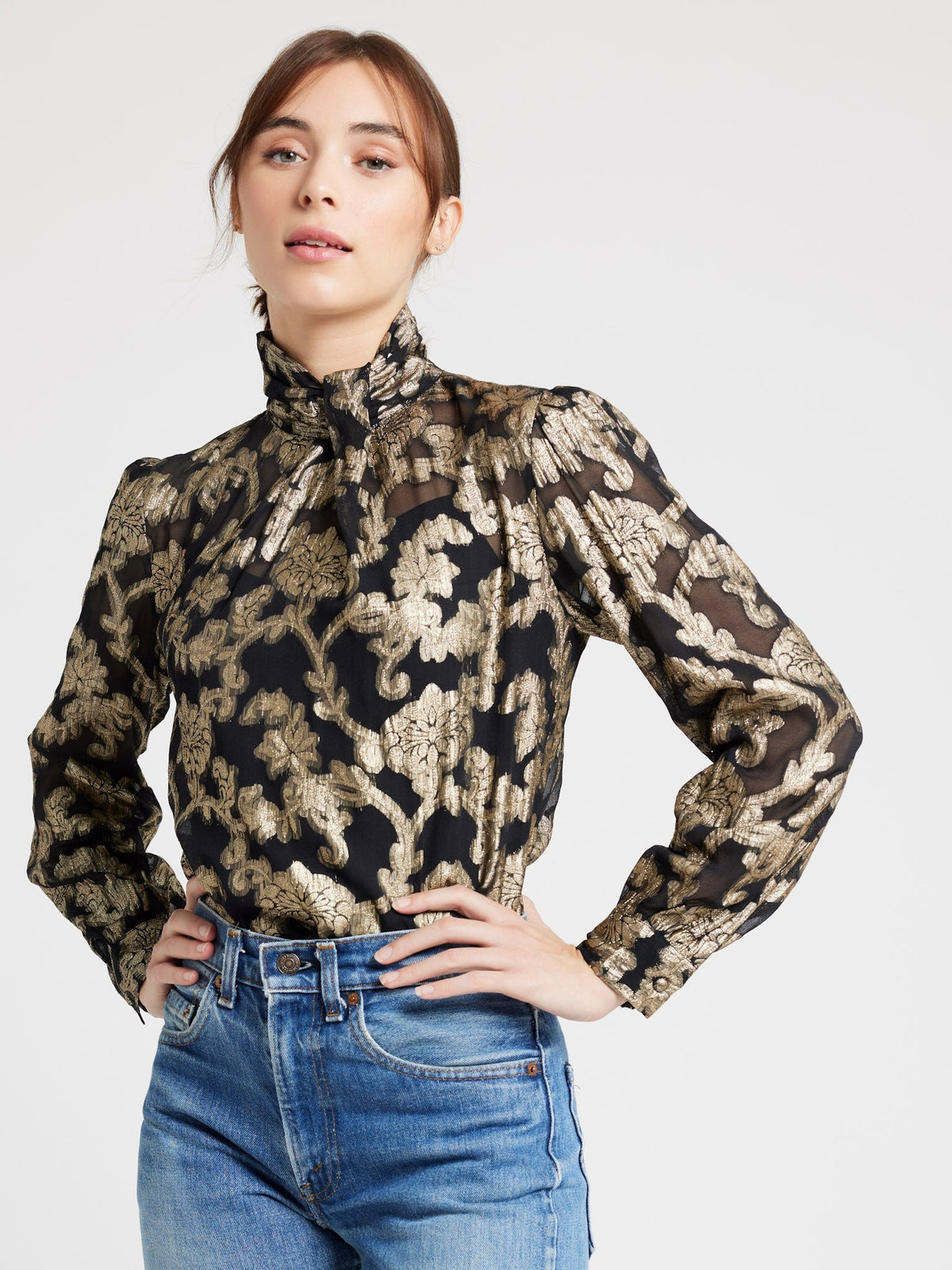Charlotte Top in Metallic Jacquard — The cloth