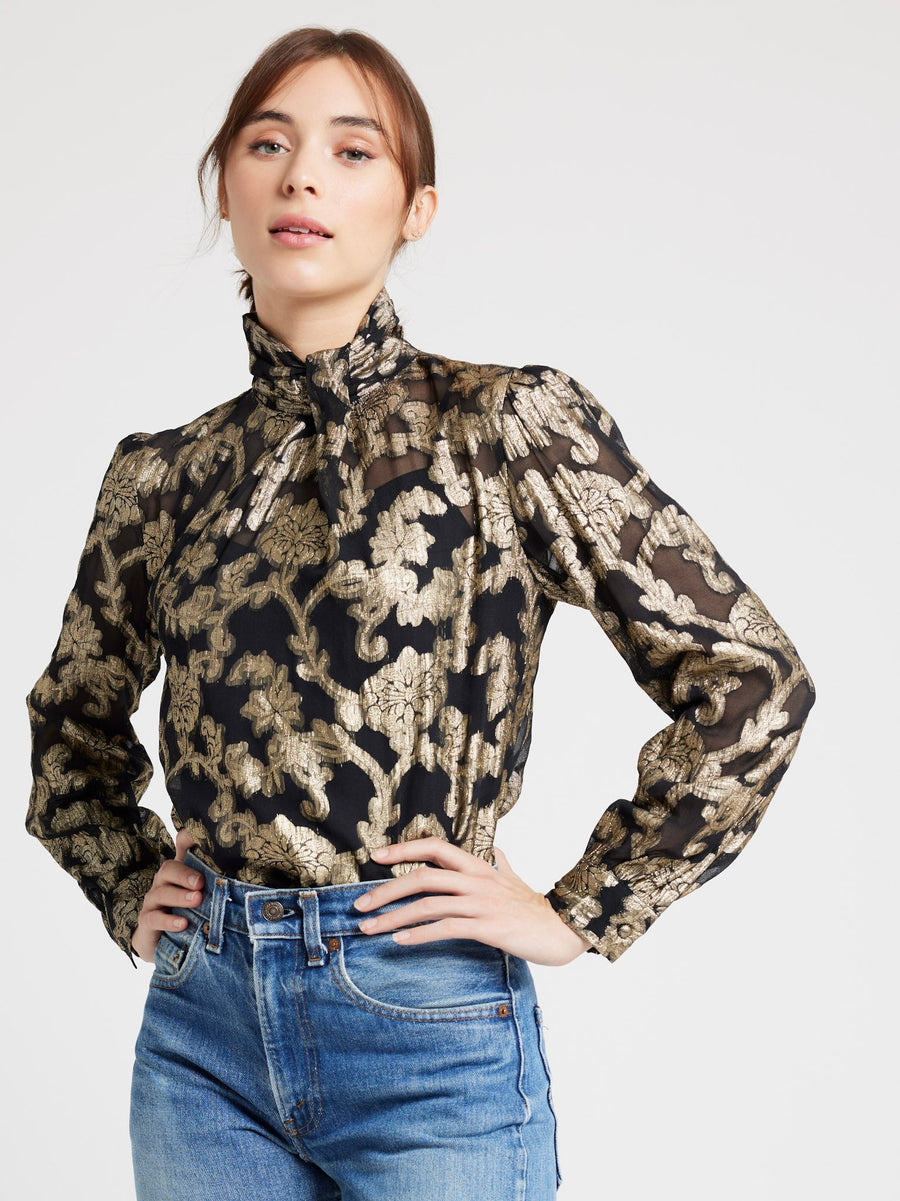 Charlotte Top in Metallic Jacquard — alternate view