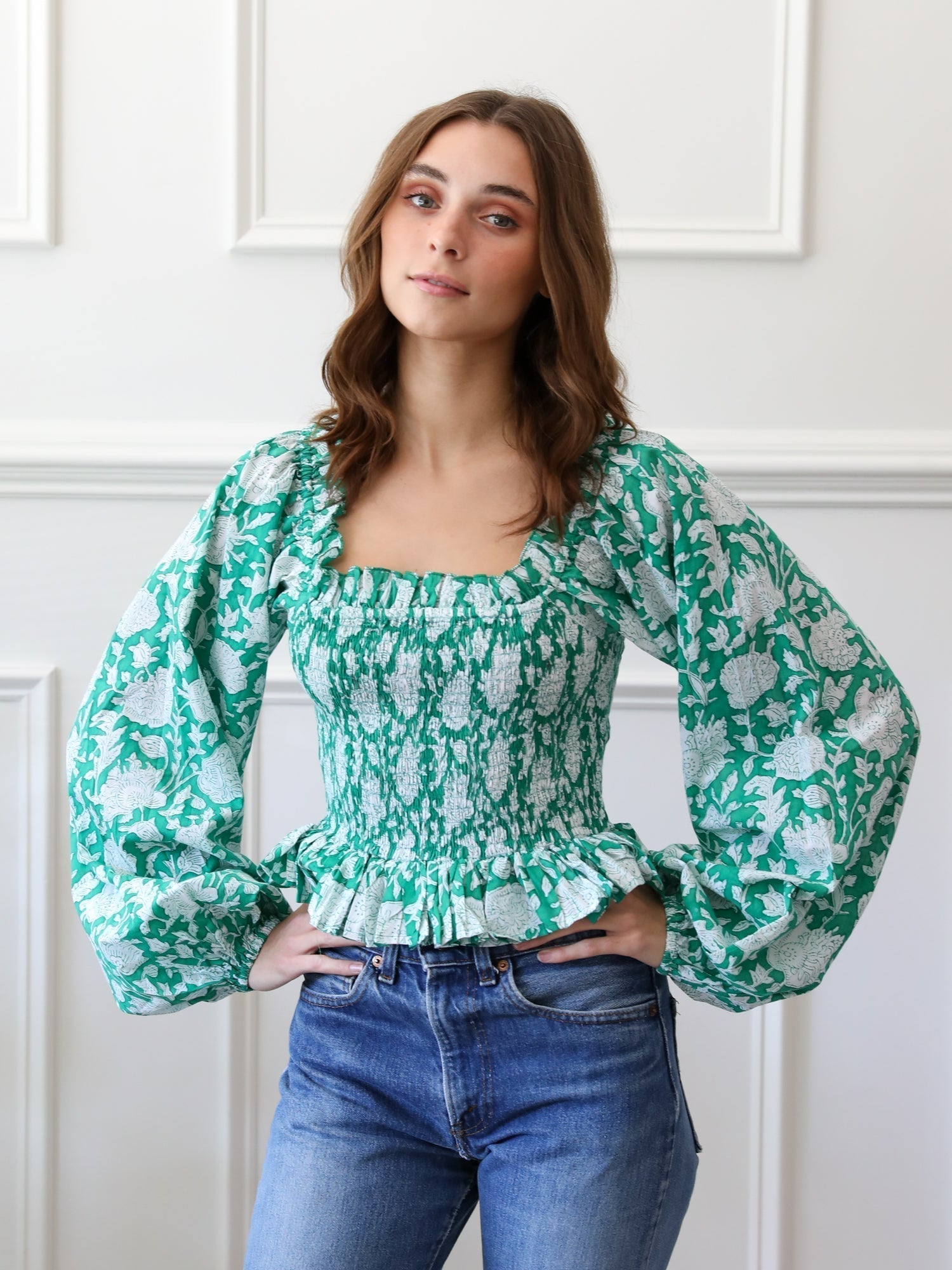 MILLE Clothing Circe Top in Green Zinnia